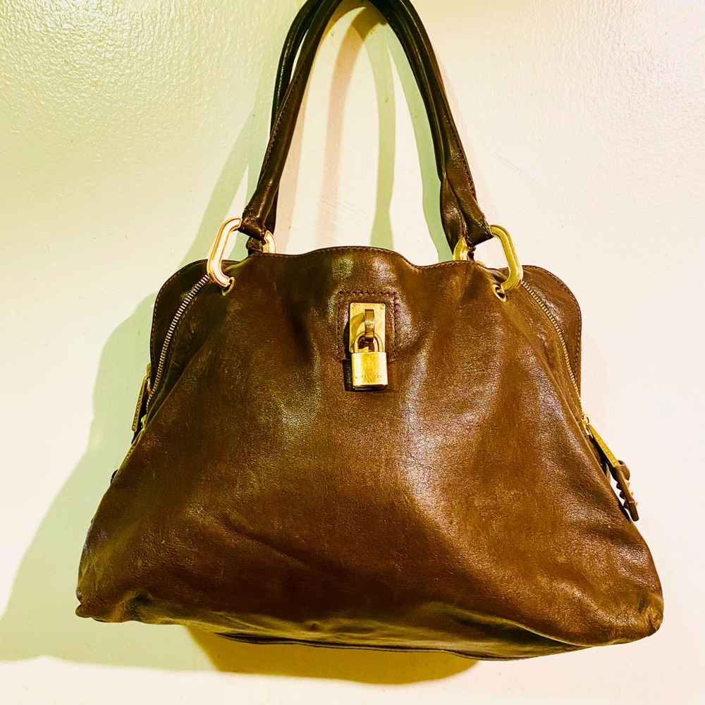 Marc Jacob Brown Paradise Angie great shoulder hobo/tote